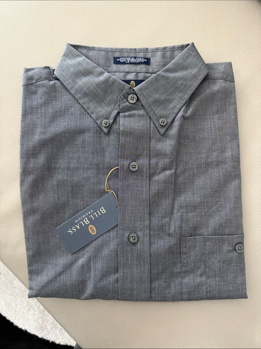 bill blass Men's Gray Button-Down Shirt with Pocket